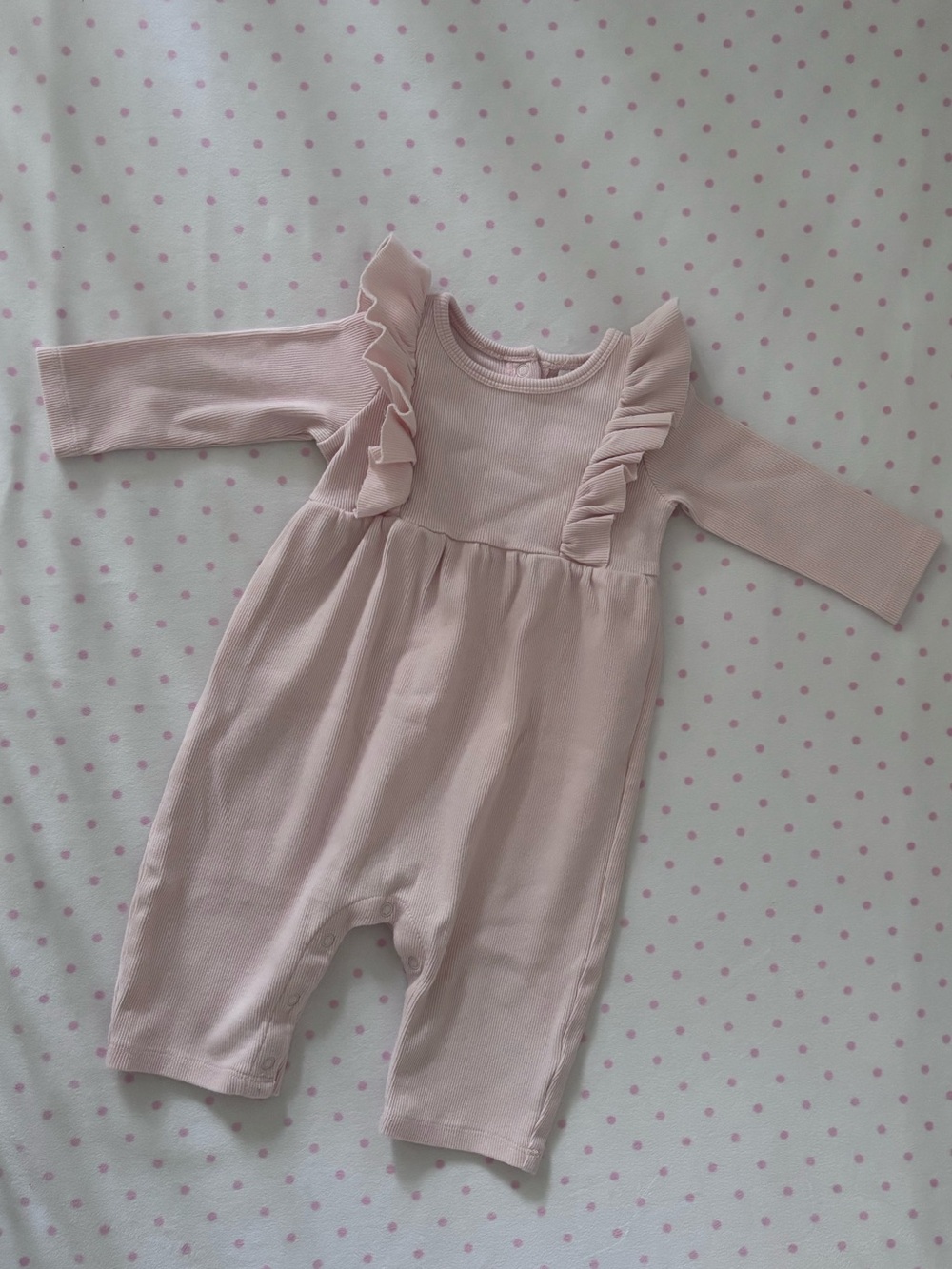 Nordstrom Light Pink Ruffle-Trim Baby One-Piece